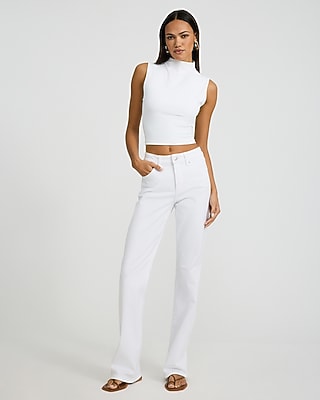 Mid Rise White Bootcut Jeans