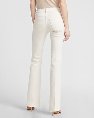 high waisted white bootcut jeans