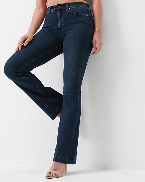 Express Womens Blue Denim Jeans 41 Barely Boot Dark Wash RN 130351