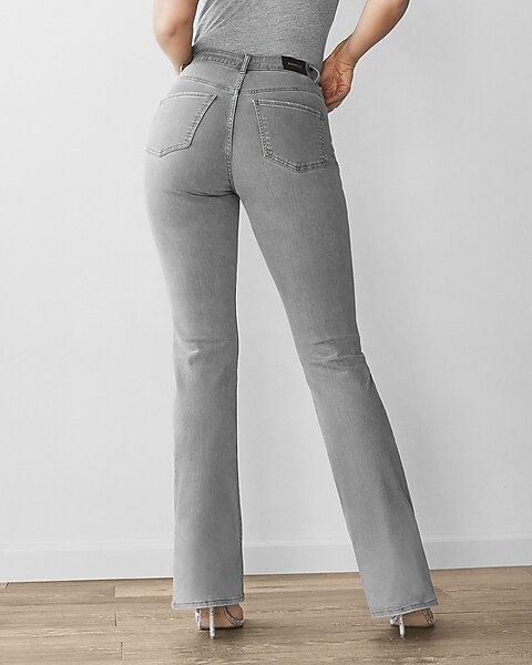 High Waisted Gray Curvy Bootcut Jeans