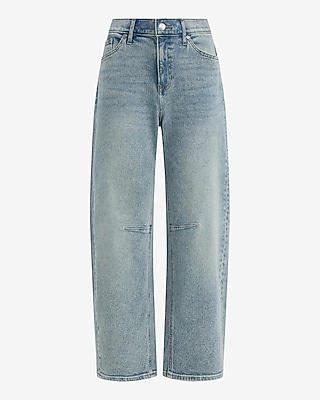 Low Slung Light Wash Barrel Jeans