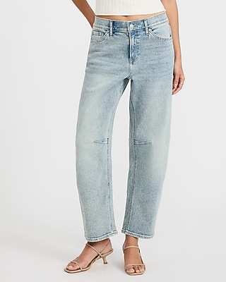 Low Slung Light Wash Barrel Jeans