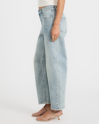 Low Slung Light Wash Barrel Jeans