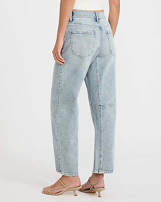 Low Slung Light Wash Barrel Jeans