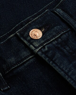 High Waisted Dark Wash Raw Hem Ankle Straight Jeans