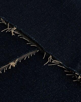High Waisted Dark Wash Raw Hem Ankle Straight Jeans