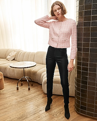 Super High Waisted Black Coated Modern Straight Jeans