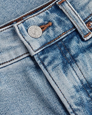 High Waisted Light Wash Ripped Straight Ankle Jeans