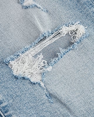 High Waisted Light Wash Ripped Straight Ankle Jeans