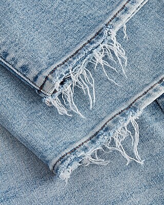 High Waisted Light Wash Ripped Straight Ankle Jeans