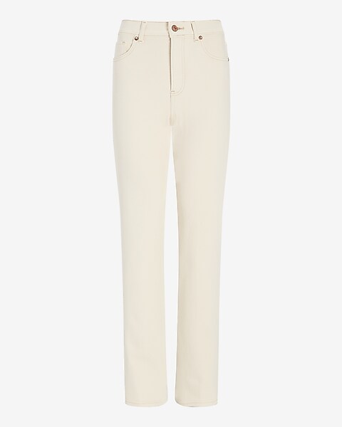 A New Day(18) High Rise Relax Fit Straight Belted Trousers Pant Cream 8163