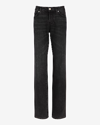 Low Rise Black Baggy Straight Jeans