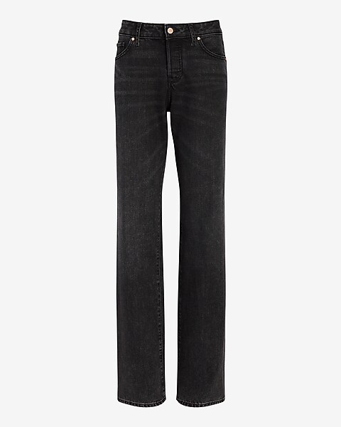 Low Rise Black Baggy Straight Jeans | Express