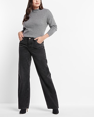 Low Rise Black Baggy Straight Jeans