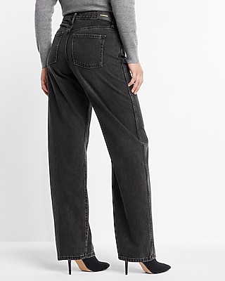 Low Rise Black Baggy Straight Jeans
