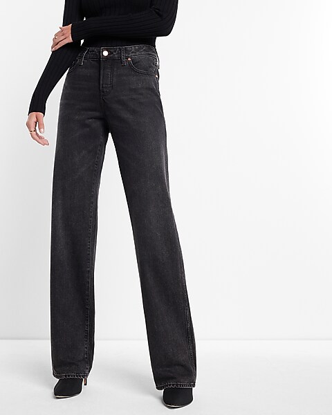 Spring Black Baggy Straight Jeans Women Oversize Oversize XHigh