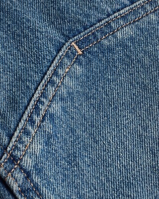 Super High Waisted Medium Wash Utility Modern Straight Jeans