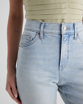 High Waisted Light Wash Ripped Straight Ankle Jeans - image 2