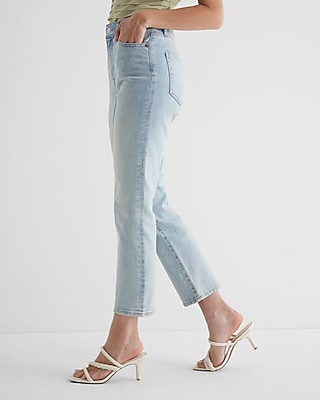 High Waisted Light Wash Ripped Straight Ankle Jeans - image 3
