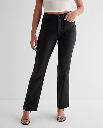 NWT $98 Express Flare Faux Leather Black Pants Wide Leg Super High
