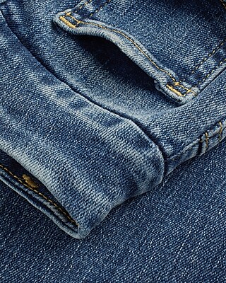 High Waisted Dark Wash Raw Hem FlexX Straight Ankle Jeans