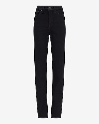 High Waisted Black Straight Jeans