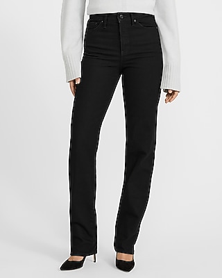 High Waisted Black Straight Jeans