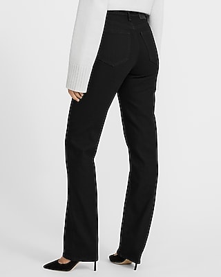 High Waisted Black Straight Jeans