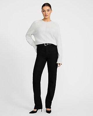 High Waisted Black Straight Jeans