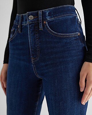 High Waisted Dark Wash Straight Ankle Jeans