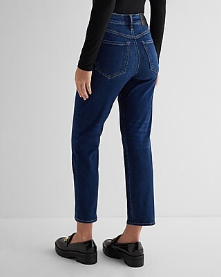 High Waisted Dark Wash Straight Ankle Jeans