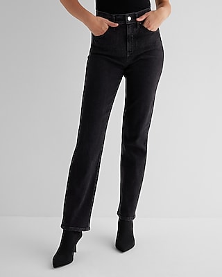 Express, High Waisted Denim Perfect Ankle Skinny in Pitch Black