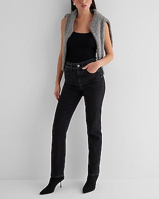 High Waisted Black Modern Straight Jeans