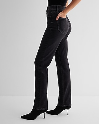 High Waisted Black Modern Straight Jeans