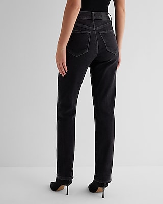 High Waisted Black Modern Straight Jeans