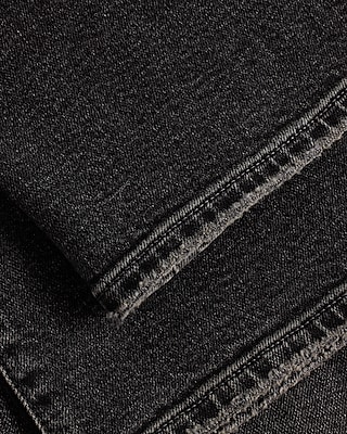 High Waisted Washed Black Relaxed Straight Ankle Jeans