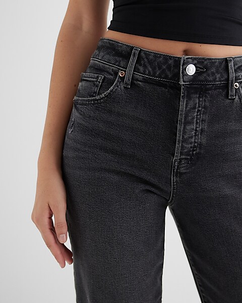 Women High Waist Black Straight Fit Denim Jeans