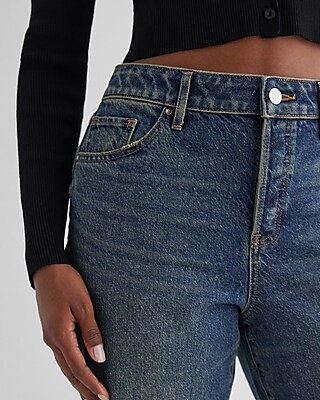 High Waisted Dark Wash Relaxed Straight Ankle Jeans - image 3