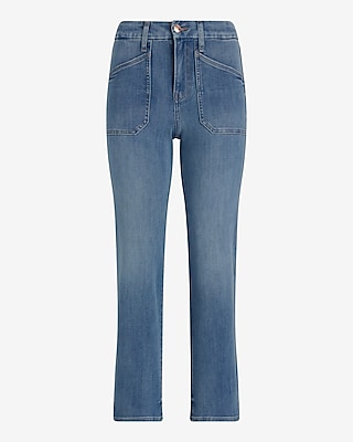 High Waisted Wash FlexX Straight Ankle Jeans