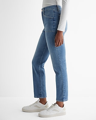 High Waisted Wash FlexX Straight Ankle Jeans