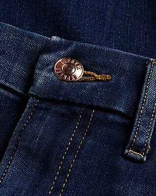 High Waisted Dark Wash Drop Hem FlexX Straight Ankle Jeans