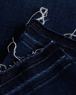 High Waisted Dark Wash Drop Hem FlexX Straight Ankle Jeans