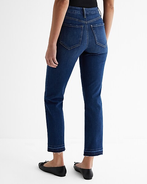 High Waisted Dark Wash Straight Ankle Jeans