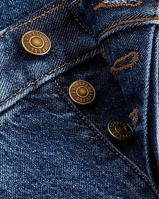 High Waisted Medium Wash Distressed Hem Relaxed Straight Jeans