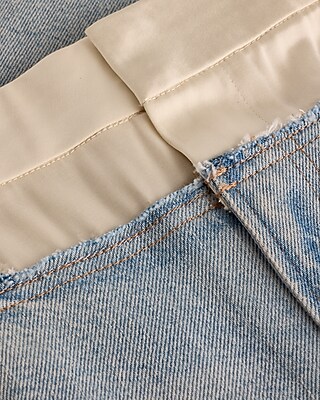 High Waisted Satin Waistband Relaxed Ankle Straight Jeans