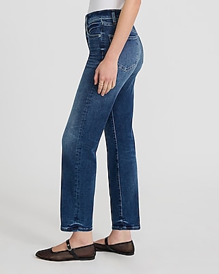 High Waisted Medium Wash Straight Ankle Jeans