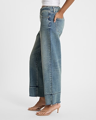 High Waisted Light Wash Tall Hem Relaxed Straight Ankle Jeans