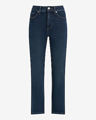 High Waisted Dark Wash Straight Ankle Jeans