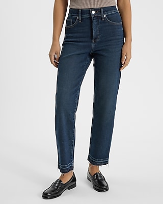 High Waisted Dark Wash Straight Ankle Jeans