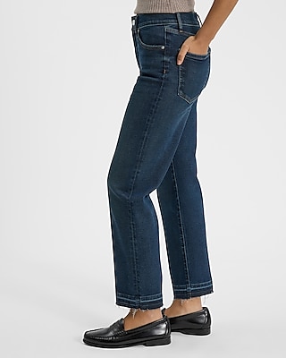 High Waisted Dark Wash Straight Ankle Jeans